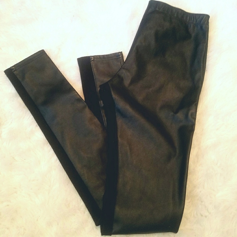 stretch faux leather pants